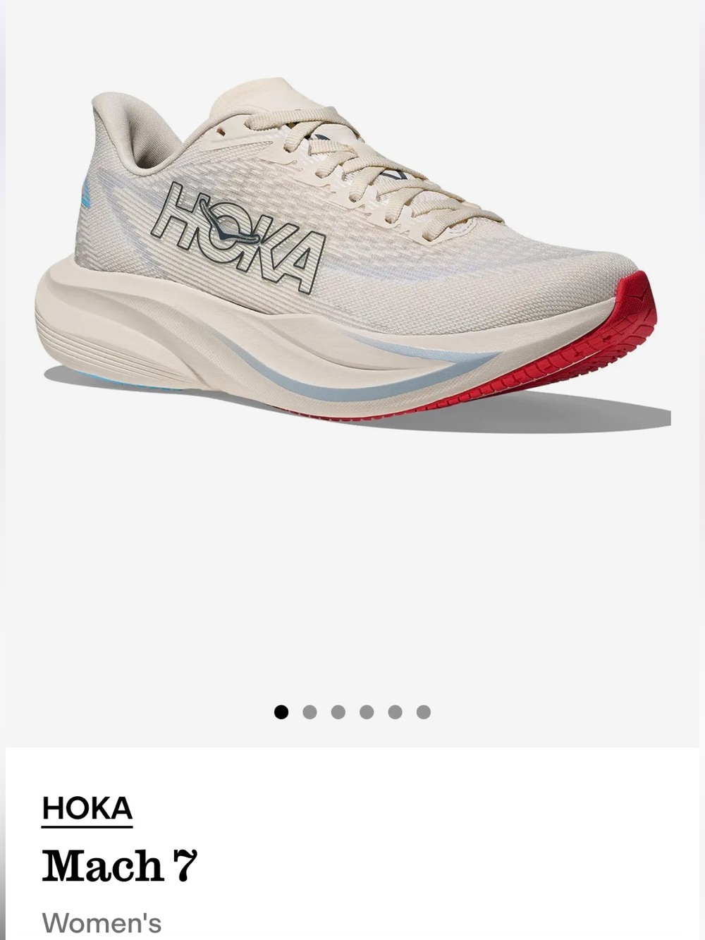 HOKA Mach 7 Women's
Alabaster/Soaring Blue size 7.5B gently used